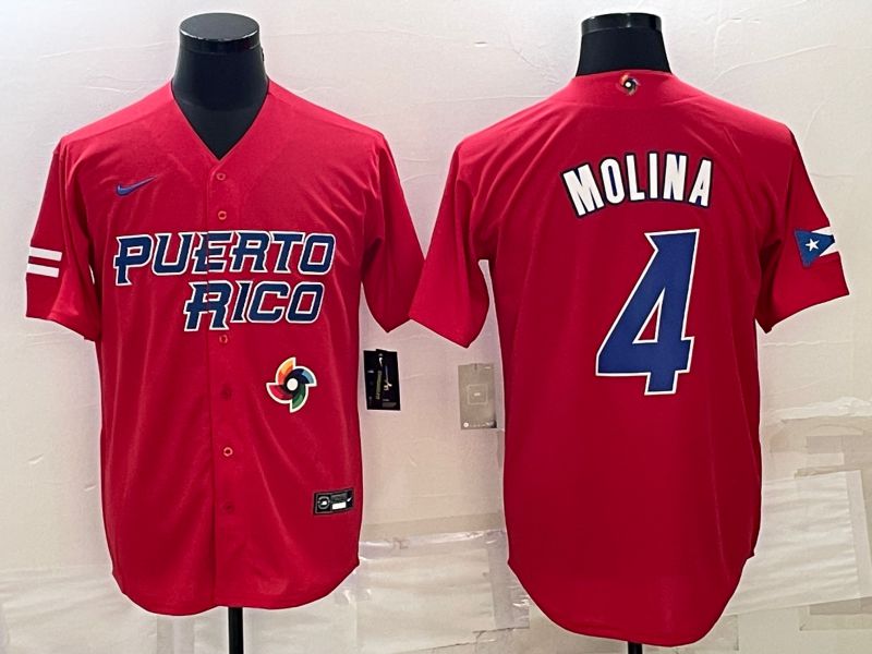 Men 2023 World Cub #4 Molina Red Nike MLB Jersey7->more jerseys->MLB Jersey